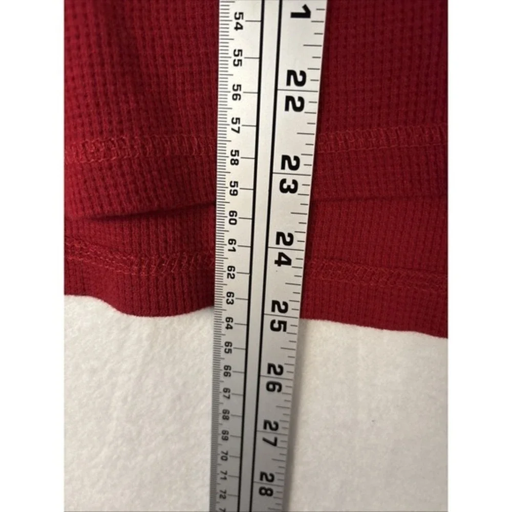 True Religion Men's Small Red Buddha Henley Long Sleeve Thermal Shirt Logo K1221